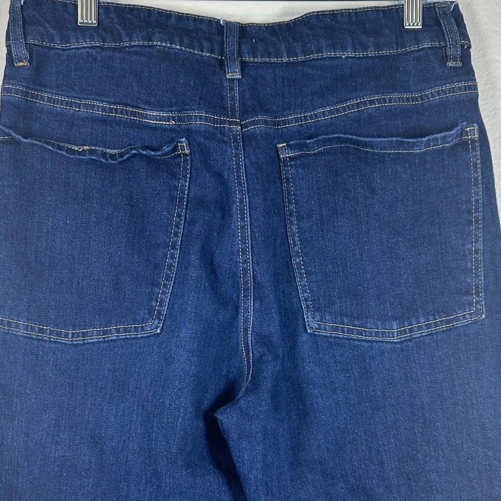 Oat New York Dark Wash Straight Leg Jeans Cuffed Hem High Rise Denim Size 10/30